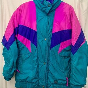 Vintage 80s/90s Pacific Trail Teal Colorblock Ski Jacket Size Medium